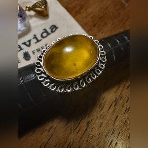 Amber Stone Ring Size 6 💍 925